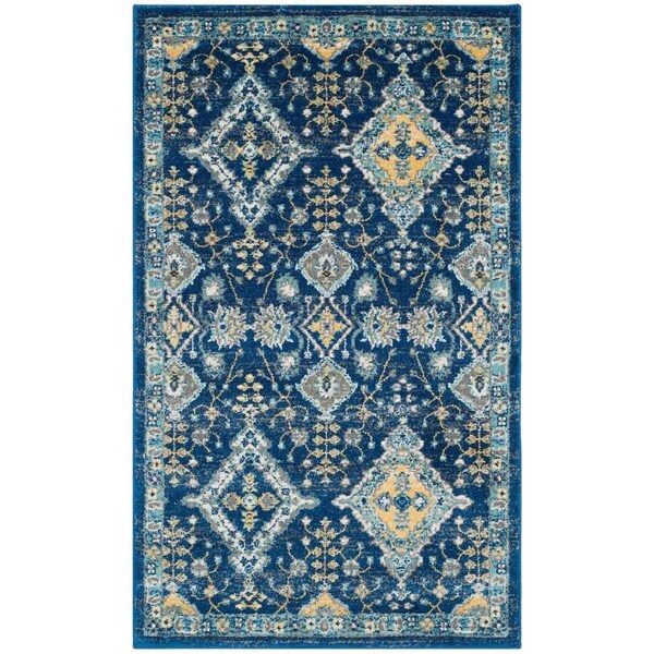 Safavieh Evoke Power Loomed Small Rectangle Rugs, Royal and Ivory - 3 x 5 ft. EVK224A-3 - main